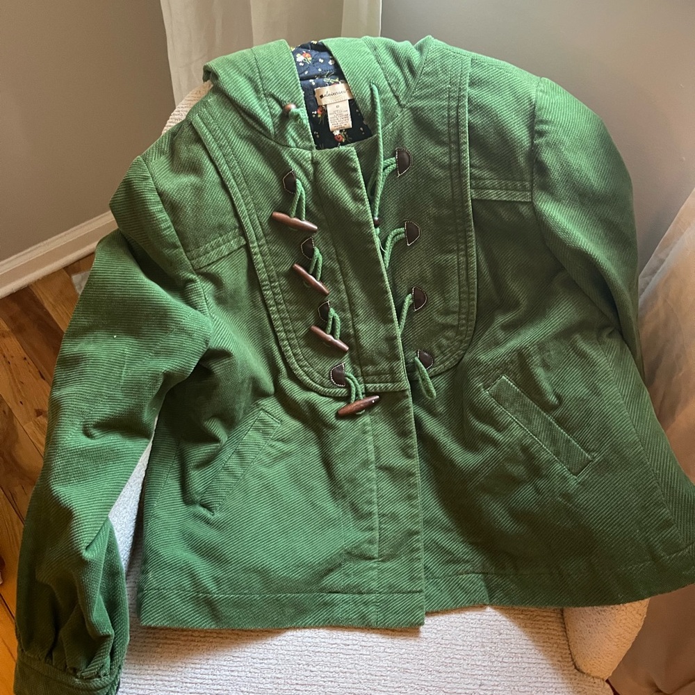 Anthropologie green corduroy jacket, size 8